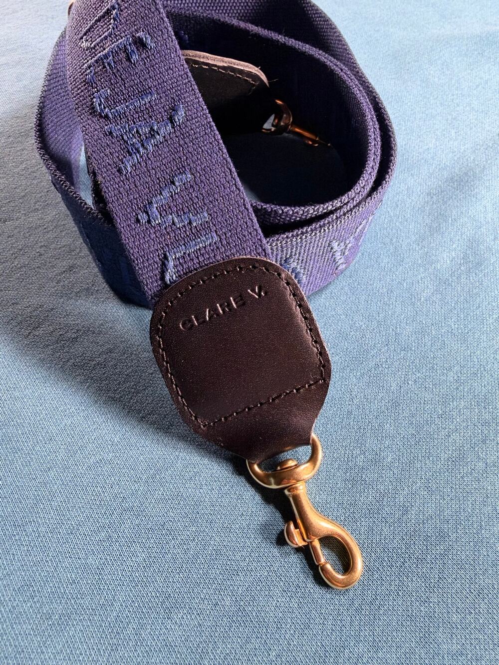 Blue Deja Vu Clare V. Adjustable Crossbody Strap - NWOT